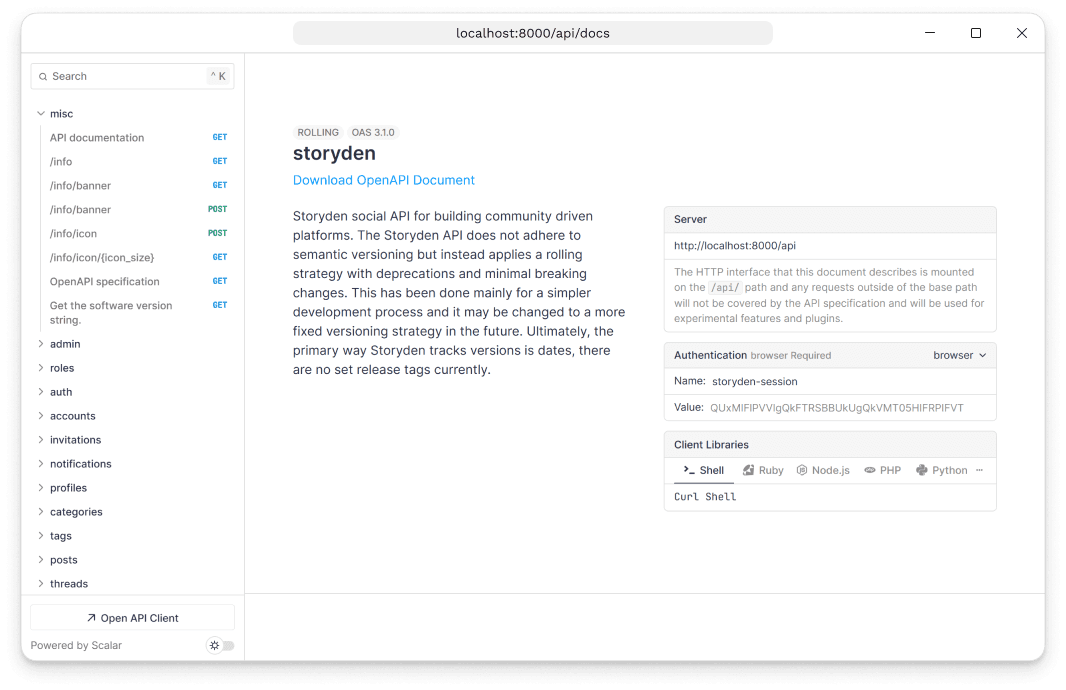 Storyden web UI