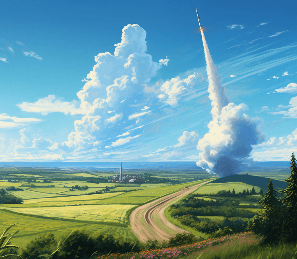 A rocket taking off