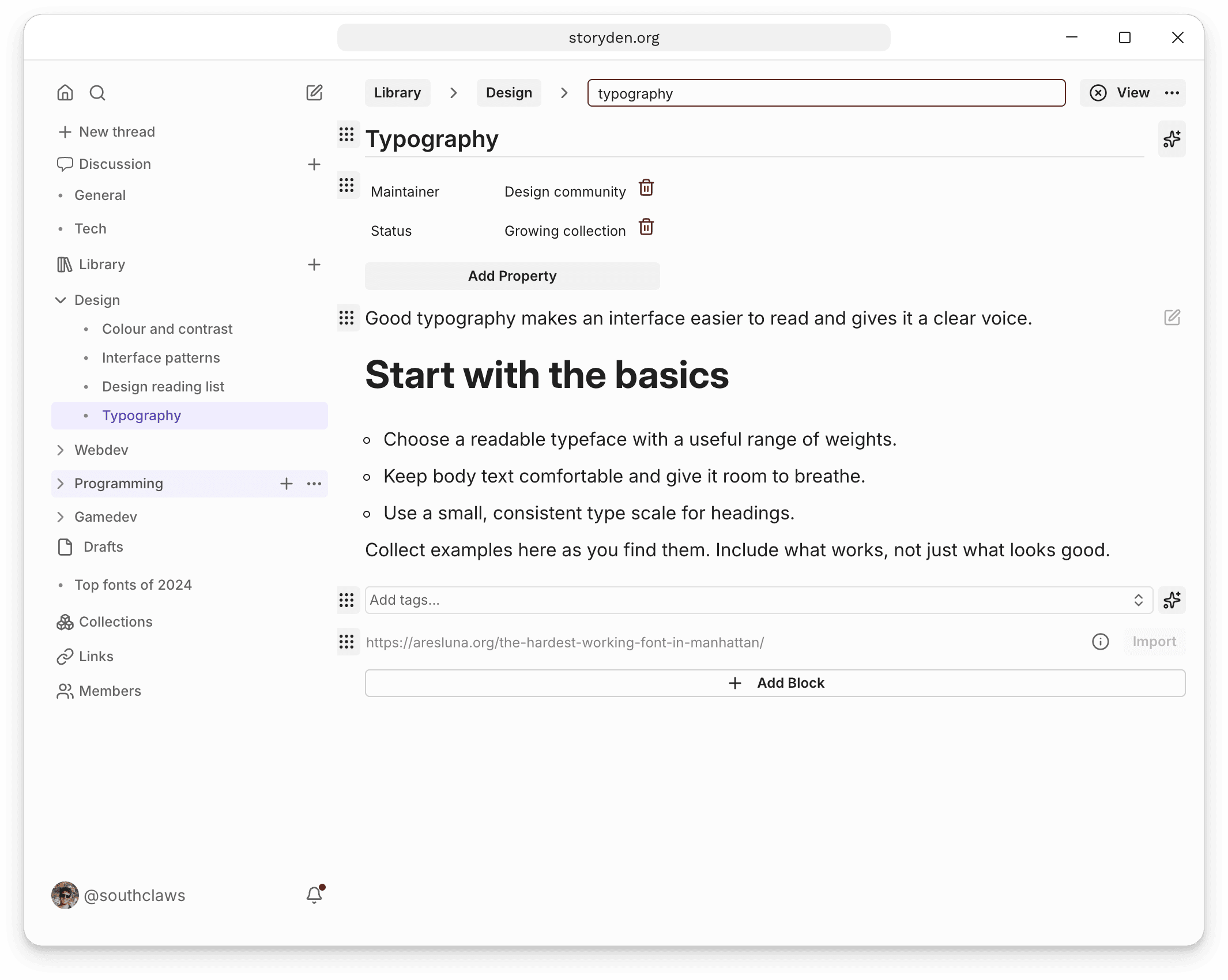 Quick edit with page properties, rich text, tag suggestions and an external link