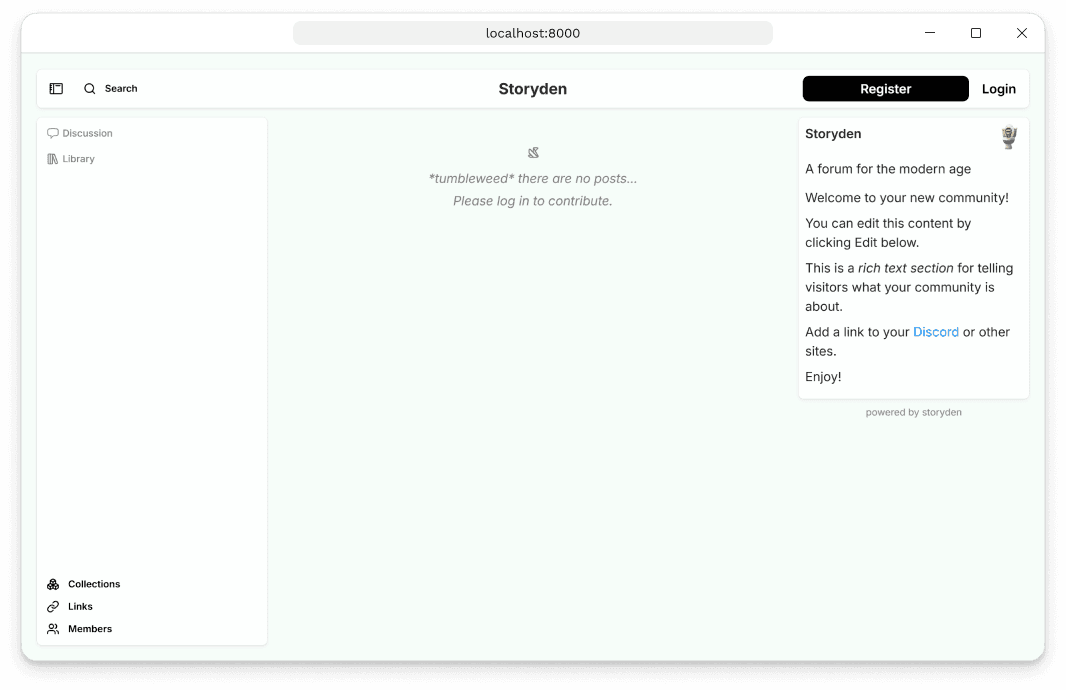 Storyden web UI