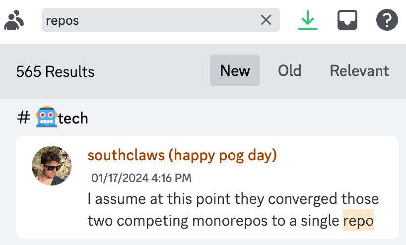Searching for repos in Discord