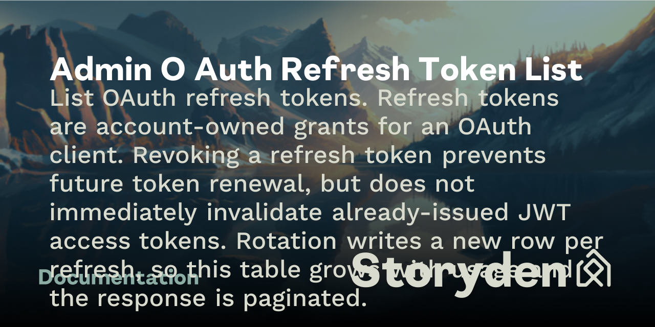 Admin O Auth Refresh Token List