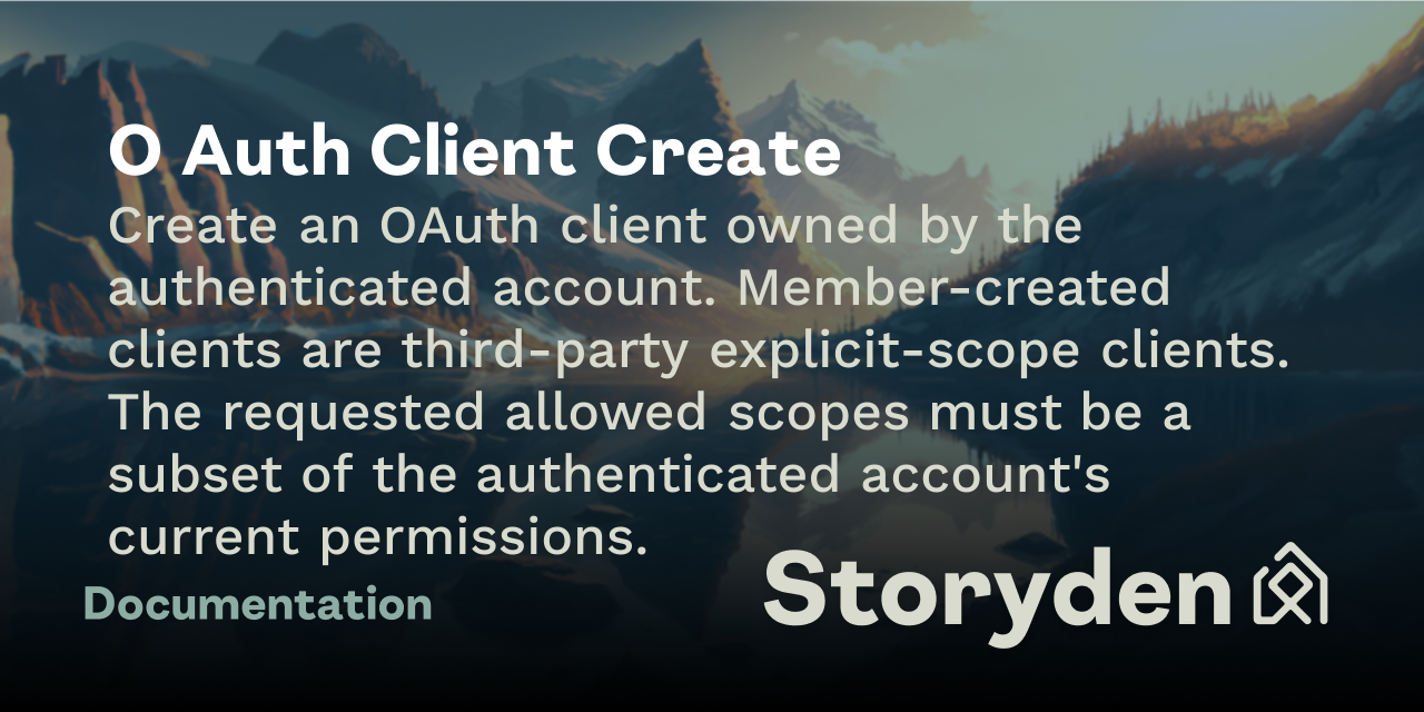 O Auth Client Create