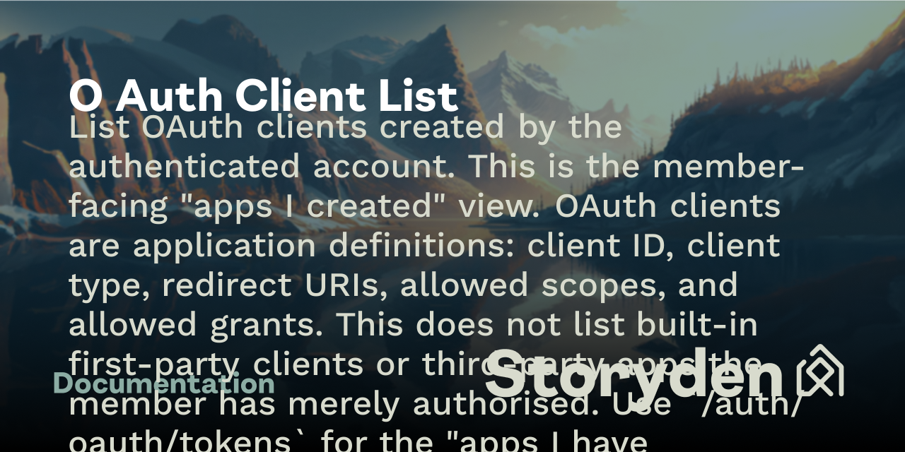 O Auth Client List